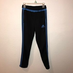Blue and black adidas joggers/sweatpants